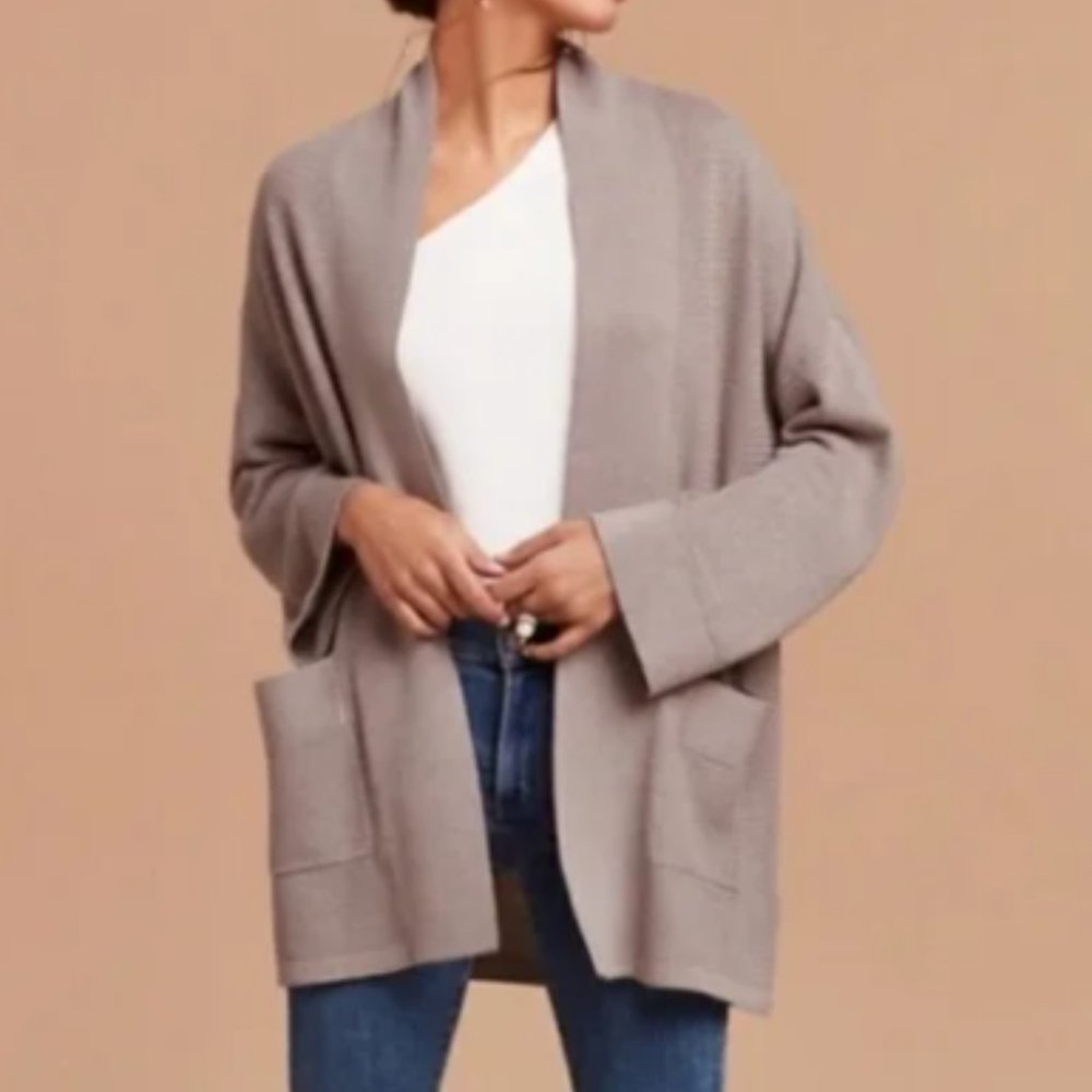 Aritzia Wilfred Duster Grey Copernic Oversized Cardigan Silk & Cashmere M